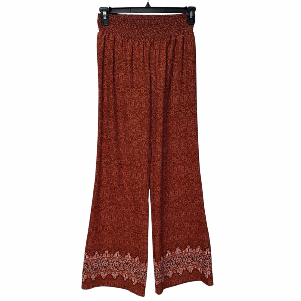 prAna Rust Boho Wide-Leg Floral Pants S – Lightweight Travel & Yoga Style - Picture 6 of 6